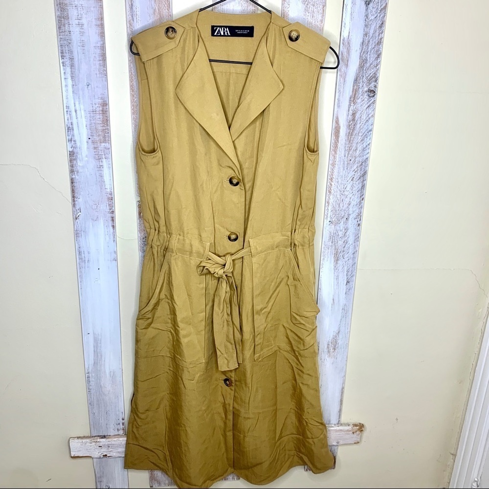 Zara Tan Button Down Dress